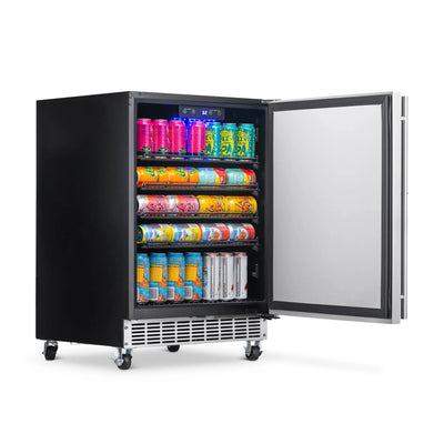 Newair 24” 160 Can Outdoor Rated Beverage Fridge Built in or Freestanding in Stainless Steel - NOF160SS00 | Fridge.com