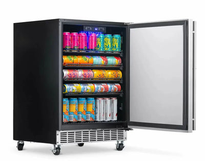 Newair 24" Built-In 160 Can Outdoor Beverage Fridge in Weatherproof Stainless Steel | Fridge.com