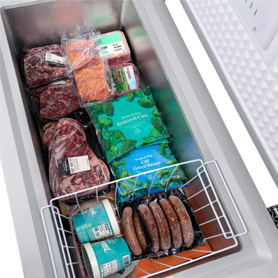 Newair 6.7 Cu. Ft. Compact Chest Freezer in Cool Gray, Temperature Control, Fast Freeze Mode, Door Alarm, Wire Basket, Self-Diagnose Program, and LED Lighting | Fridge.com