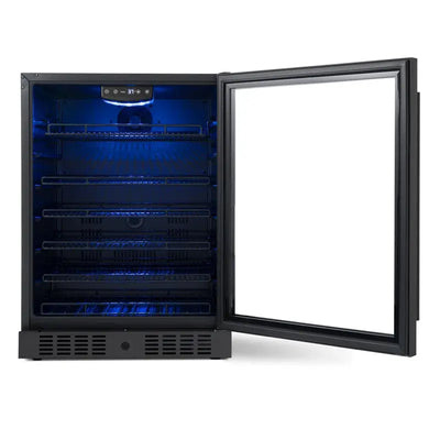 Newair Beverage Refrigerator Cooler, 177 Can, Black Stainless Steel, Digital Temperature Control | Fridge.com