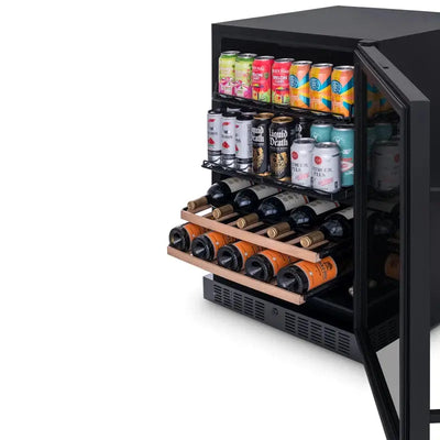 Newair Wine and Beverage Refrigerator, 24 Bottles and 100 Cans, Dual Zone, Black Stainless Steel | Fridge.com