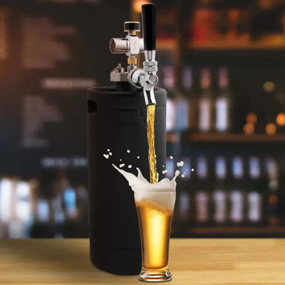 Nutrichef 0.13 Cubic Feet Black Outdoor Single Tap Mini Keg Countertop Kegerator with Adjustable Temperature | Fridge.com