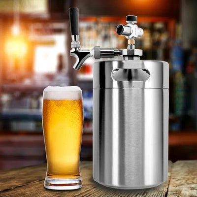 Nutrichef 0.13 Cubic Feet Chrome Outdoor Single Tap Mini Keg Countertop Kegerator with Adjustable Temperature | Fridge.com