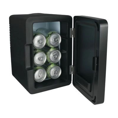 Personal Chiller LED Lighted Mini Fridge with Glass Hinged Door, 10.6"X11.7"X737", New, Black | Fridge.com
