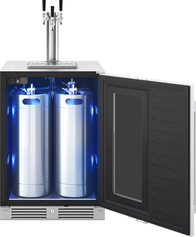 Presrv 5.6 Cu. Ft. Convertible Beer Kegerator in Stainless Steel with Triple Tap and 107-Can Beverage Storage | Fridge.com