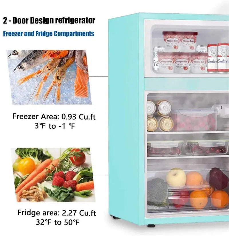 R.W.FLAME Double Door 3.2 Cu. Ft. Compact Refrigerator Mini Fridge with Freezer | Fridge.com