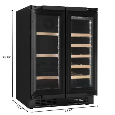 Reserve 24 In. French Door Dual Zone Panel Ready Undercounter with 20 Bottle Capacity Beverage and Wine Cooler in Black | Fridge.com