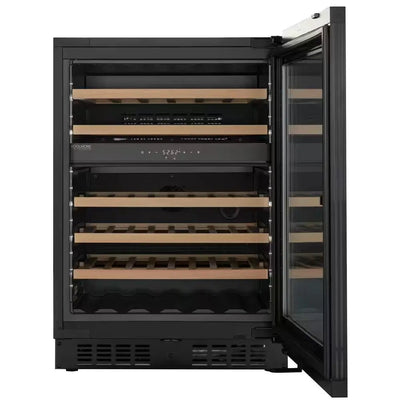 Reserve 24 In. under Counter Panel Ready Dual Zone Built-In Beverage and Wine Cooler with 45 Bottle Capacity in Black | Fridge.com