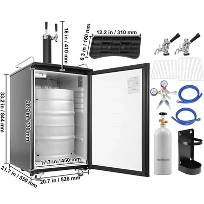 SKYSHALO Draft Beer Dispenser Beer Kegerator Full Size Keg Refrigerator Dual Tap | Fridge.com