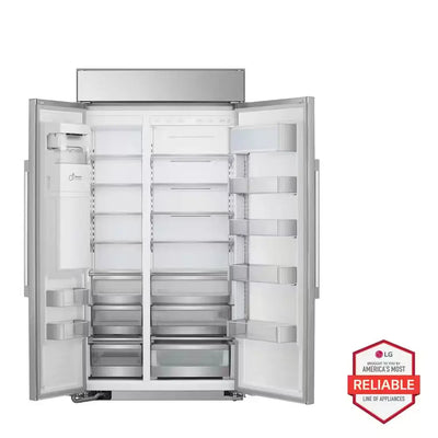 STUDIO 42 In. W 26 Cu. Ft. SMART Built-In Side by Side Refrigerator in Stainless Steel with Tall Ice & Water Dispenser | Fridge.com