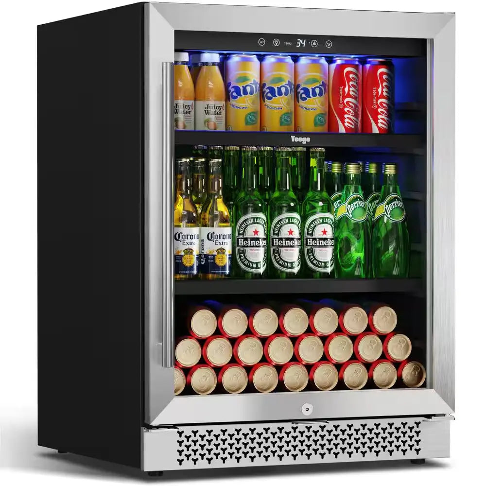 24 In. Single Zone 180-Cans Beverage Cooler in Stainless Steel Beer Drink Refrigerator Built-In Fridge W/ Safety Lock | Fridge.com