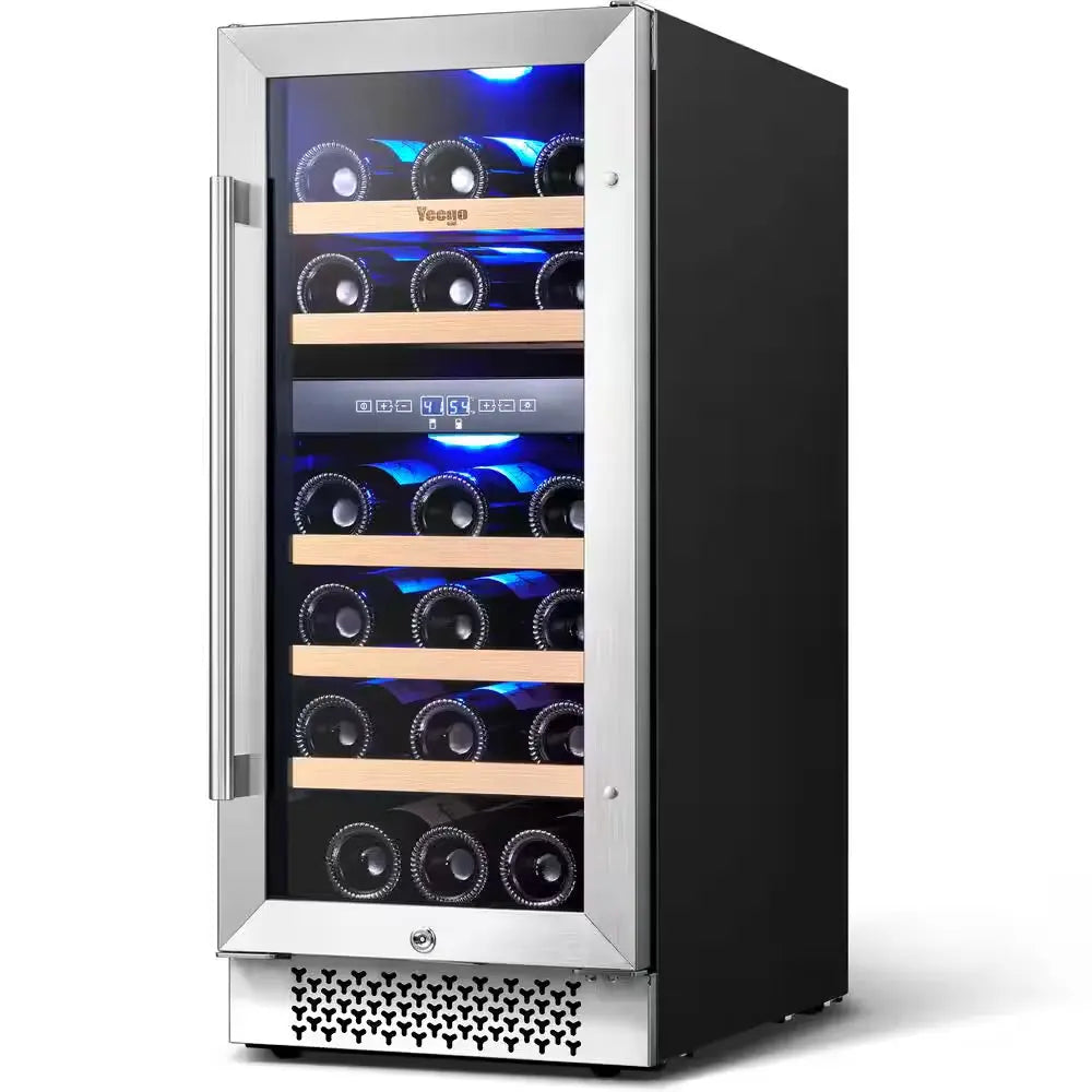 Dual Zone 15 In. 28-Bottles Built-In Wine Cooler Refrigerator 40-65°F Frost-Free W/ Safety Lock and 5 Removable Shelves | Fridge.com