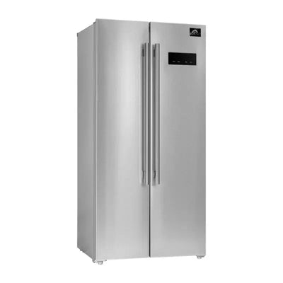 Salerno 33-Inch Freestanding Side-By-Side Refrigerator in Stainless Steel, 15.6 Cu.Ft. | Fridge.com