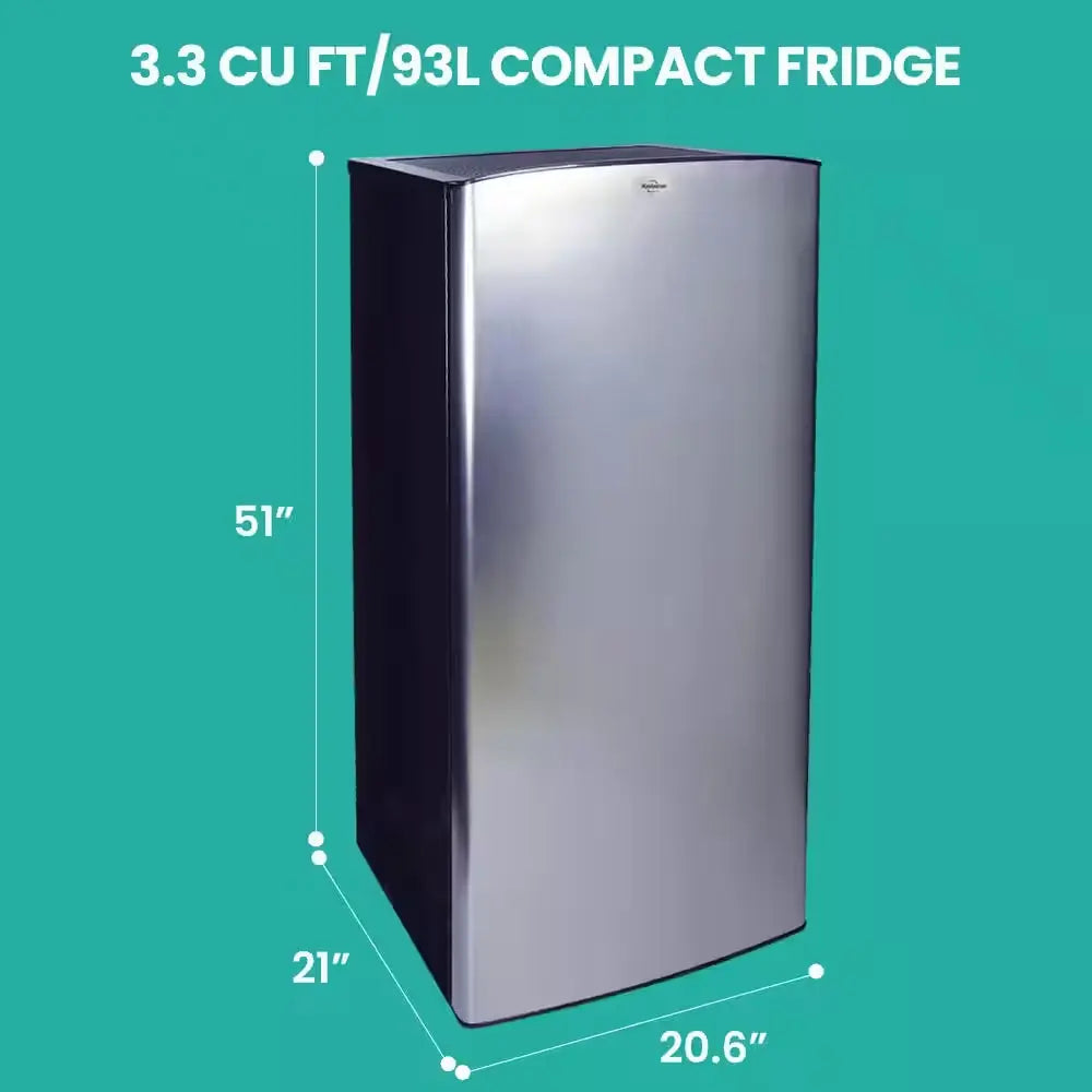 Stainless Steel Compact Fridge with Freezer, 6.2 Cu. Ft.. (176L), Flat Back, Glass Shelves | Fridge.com