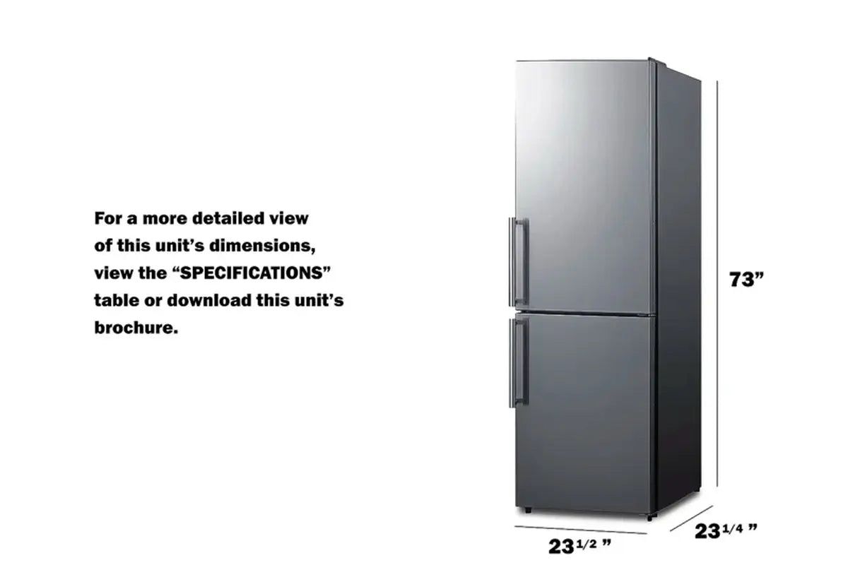 Summit Appliance 24" W Stainless Steel Door Bottom Freezer Refrigerator | Fridge.com