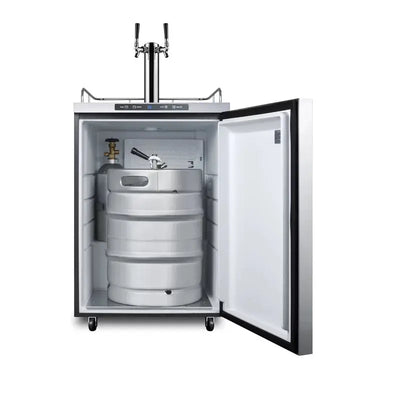 Summit Appliance Outdoor Refrigeration 5.6 Cubic Feet Stainless Steel Outdoor Dual Tap Freestanding Kegerator with Adjustable Temperature | Fridge.com