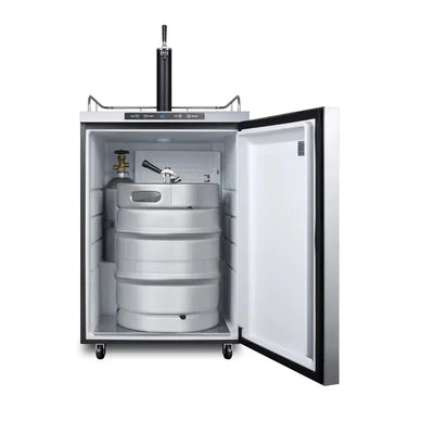 Summit Appliance Outdoor Refrigeration 5.6 Cubic Feet Stainless Steel Outdoor Single Tap Freestanding Kegerator with Adjustable Temperature | Fridge.com