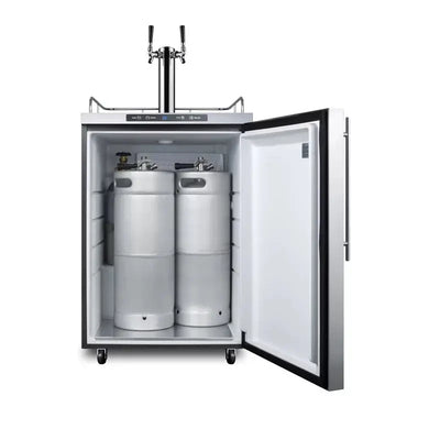 Summit Appliance Outdoor Refrigeration 6 Cubic Feet Stainless Steel Outdoor Dual Tap Freestanding Kegerator with Adjustable Temperature | Fridge.com