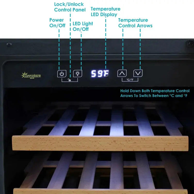 Sunnydaze Decor 14.75'' 33 Bottle and Can Single Zone Freestanding Wine & Beverage Refrigerator | Fridge.com