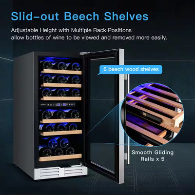 Dual Zones 30-Bottle Free Standing Wine Cooler 15'' Wine Cellar W/Temp Memory | Fridge.com