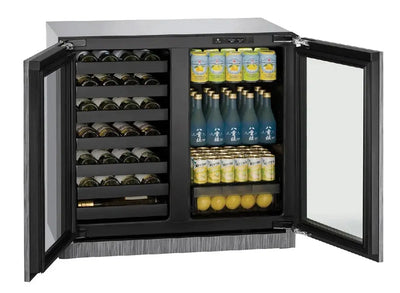 U-Line 35.437'' 31 Bottle and Can Dual Zone Built-In Wine & Beverage Refrigerator | Fridge.com
