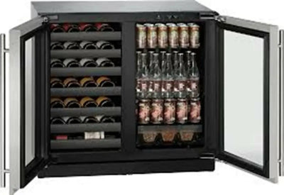 U-Line 35.437'' 79 Bottle and Can Dual Zone Built-In Wine & Beverage Refrigerator | Fridge.com