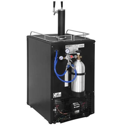 VEVOR 5.7 Cubic Feet Silver Dual Tap Freestanding Kegerator with Adjustable Temperature | Fridge.com
