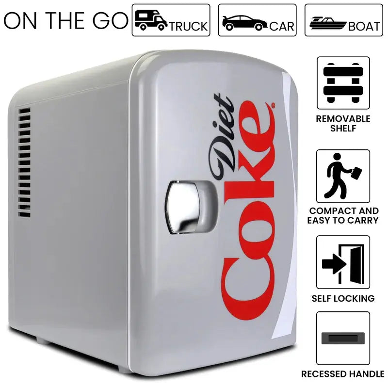 Coca-Cola Diet Coke 4L Cooler/Warmer 12V DC 110V AC Mini Fridge, Gray | Fridge.com