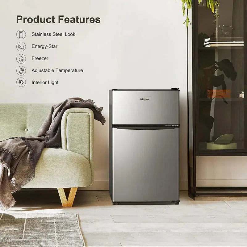 Whirlpool 3.1 Cubic Feet Freestanding Mini Fridge with Freezer | Fridge.com