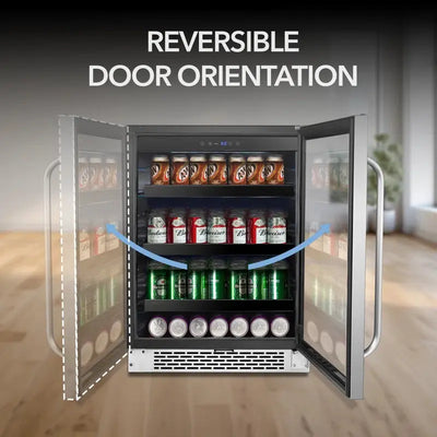 Whyter 24" Width 140 Cans Stainless Steel Beverage Refrigerator with Digital Control | Fridge.com