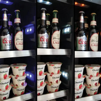 XO Appliance Black Glass 145 Cans (12 Oz.) Built-In Beverage Refrigerator | Fridge.com