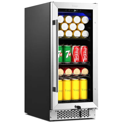 Yeego 15" 120 Cans (12 Oz.) Built-In Beverage Refrigerator with Wine Storage | Fridge.com
