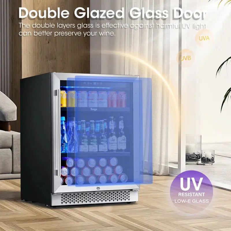 Yeego 24'' 180 Can Built-In Beverage Refrigerator Beer Fridge Drink Cooler | Fridge.com