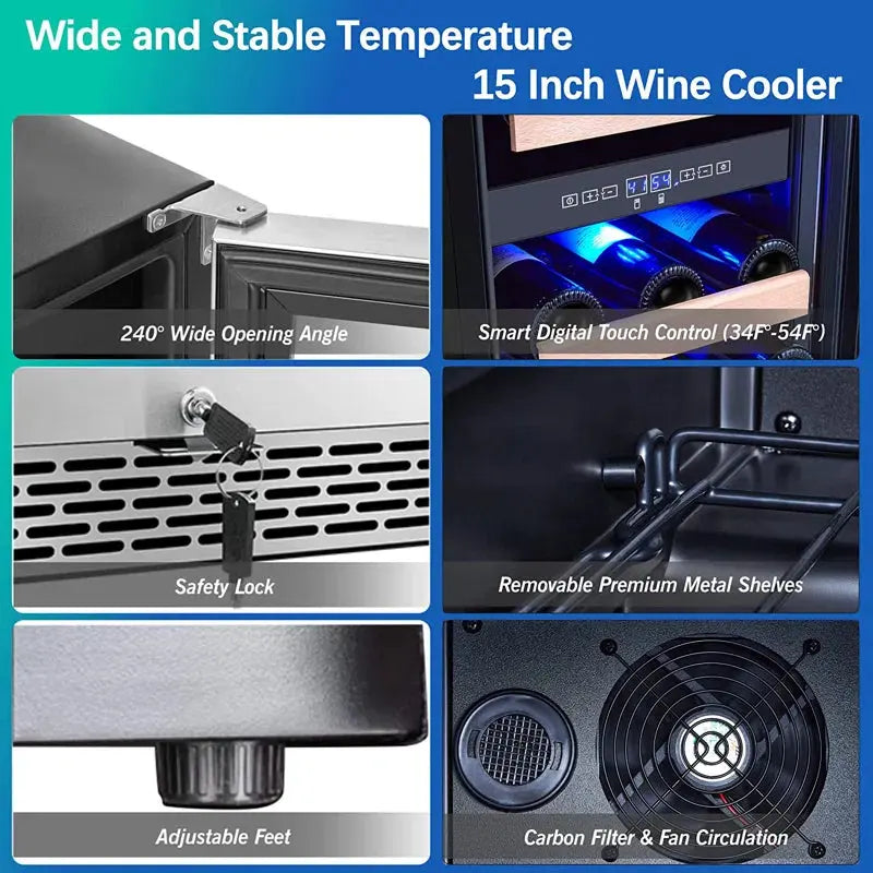 Yeego 28 Bottles 15" Dual Zone Wine Cooler under Counter Compressor Wine Refrigerator Mini Fridge | Fridge.com