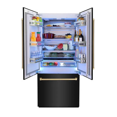 ZLINE 36" 19.6 Cu. Ft. Built-In 3-Door French Door Refrigerator with Internal Water and Ice Dispenser | Fridge.com