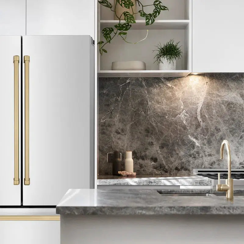 ZLINE 36" Autograph Edition 22.5 Cu. Ft Freestanding French Door Refrigerator with Ice Maker in Fingerprint | Fridge.com