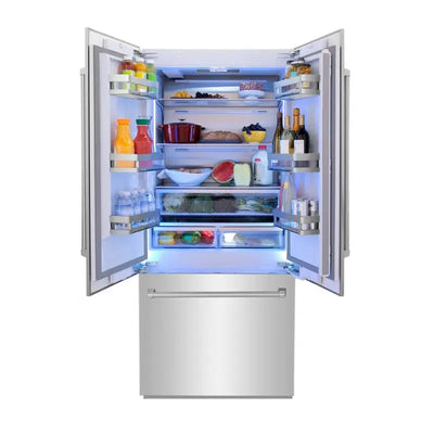 ZLINE 36" Built-In 3-Door French Door Refrigerator with Internal Water and Ice Dispenser | Fridge.com
