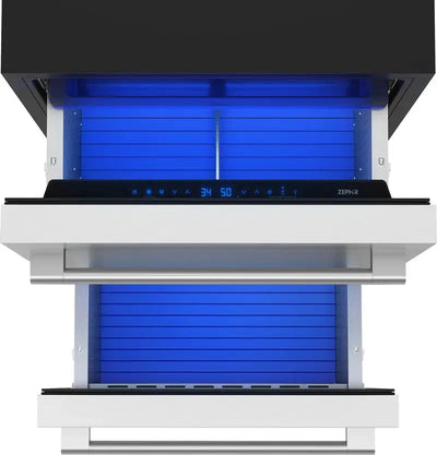 Zephyr Presrv 24" Stainless Steel Built-In Dual Zone Refrigerator Drawers | Fridge.com