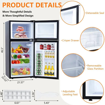 Zstar Retro 4.5 Cubic Feet Freestanding Mini Fridge | Fridge.com