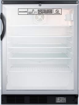 Accucold SCR600BGLBINZ 5.5 cu. ft. Built-in Glass Door Nutrition Center All Refrigerator with Alarm & Thermometer44; Black | Fridge.com