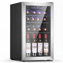 17.32'' W 3.2 cu.ft Beverage Refrigerator, 26 Wine Bottles, Stainless Door, Touch Panel, 32-61, LED, Removable Shelves | Fridge.com