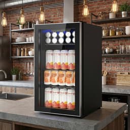 17.32'' W 3.2 cu.ft Mini Fridge, Beverage Refrigerator 26 Bottle/113 Can Capacity, Touch Button, 32F-61F, Quiet <38dB, LED, Removable Shelves | Fridge.com