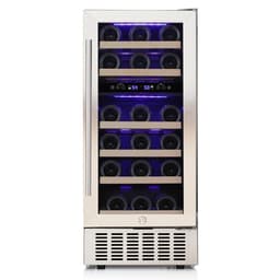 Antarctic Star Mini Fridge 15" Wine Cooler Under Counter Beverage Refrigerator Beer Wine Fridge 28 Bottles Dual Zone Built-in Freestanding Stainless Steel Double-Layer Tempered Glass Door chiller | Fridge.com