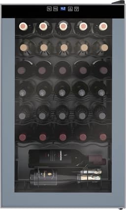 Avanti WC34N2P Wine Cooler Freestanding Single Zone with Temperature Control Holds Up to 34 Bottles, Stainless Steel Construction with Glass Door, Black | Fridge.com