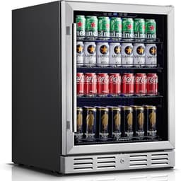 Kalamera 24 Inch 152 Can Built-In Freestanding Beverage Refrigerator, Stainless Steel Compressor Cooler With Tempered Glass Door, Digital Touch Contro | Fridge.com
