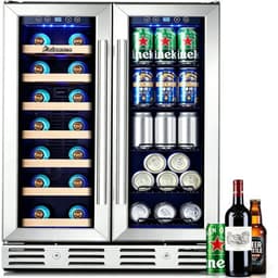 Kalamera 23.4" Dual Zone Wine & Beverage Cooler, 20 Bottle 78 Can Built-In Freestanding Fridge, Stainless Steel Double Glass Removable Wine Racks Touc | Fridge.com
