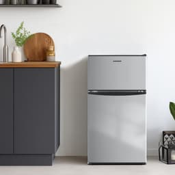 Bangson 3.2 cu.ft Mini Fridge With Freezer, 2 Door Compact Refrigerator With Adjustable Temp & Low Noise For Apartment, Dorm, Office, Silver | Fridge.com