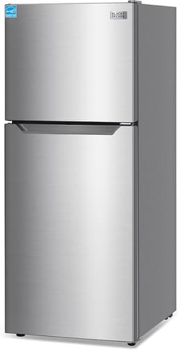BLACK+DECKER 12.1 Cu. Ft. Top Mount Refrigerator with Freezer, 2 Door Refrigerator with Top Freezer and Adjustable Temperature Control, ENERGY STAR, BR1210HS, Stainless Steel Look | Fridge.com
