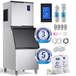 Coolake Commercial Ice Maker Machine 450lbs With 360lb Large Storage, 22 Inch Full Cube Air Cooled Stainless Steel Freestanding Ice Machine For Restau | Fridge.com