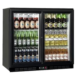 35 in. 7.4 cu. ft. 2 Glass Sliding Door Counter Height Back Bar Cooler Refrigerator With LED Lighting In Black | Fridge.com